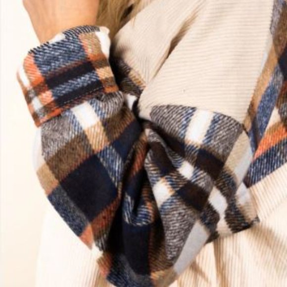 Corduroy and Plaid Shacket NWT - Picture 2 of 2